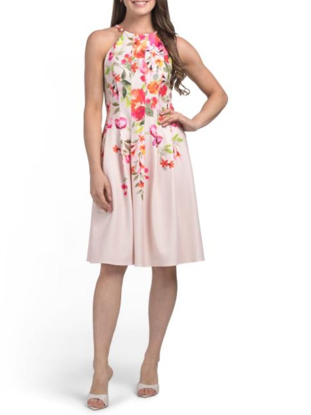 ADRIANNA PAPELL Sleeveless Floral Short Dress